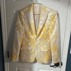 Stacy Adams Cream and Gold Sport Coat with Baroque Design